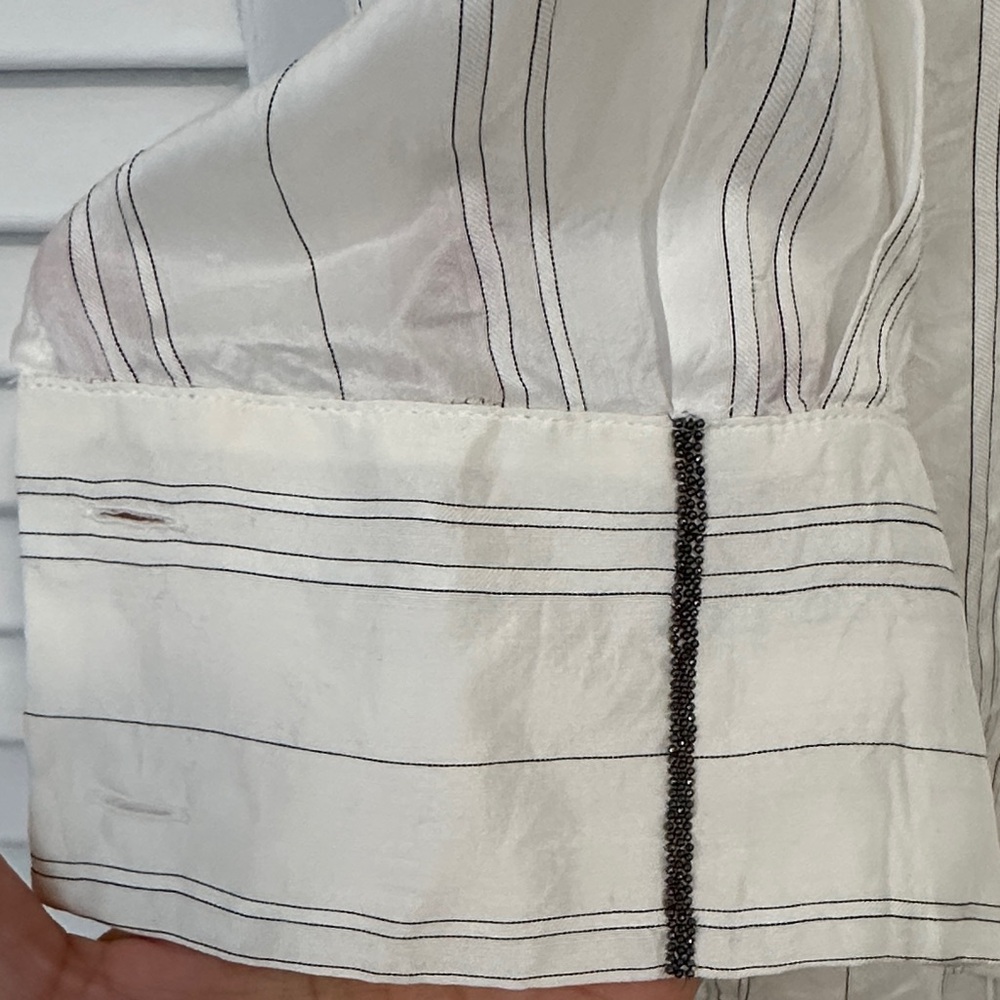 Peserico Silk Cream Striped Shirt - Picture 5 of 6